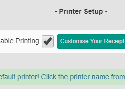 enable disable receipt printer from EPOS