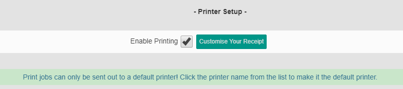 enable disable receipt printer from EPOS
