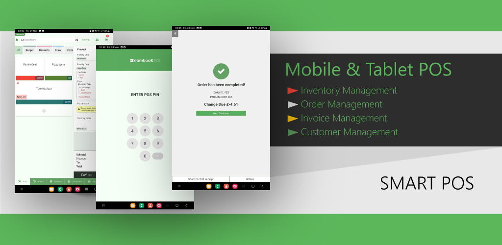 Ebmbook SmartPOS - Tablet & Mobile Point of Sale App for restaurants, retail and professionals.
